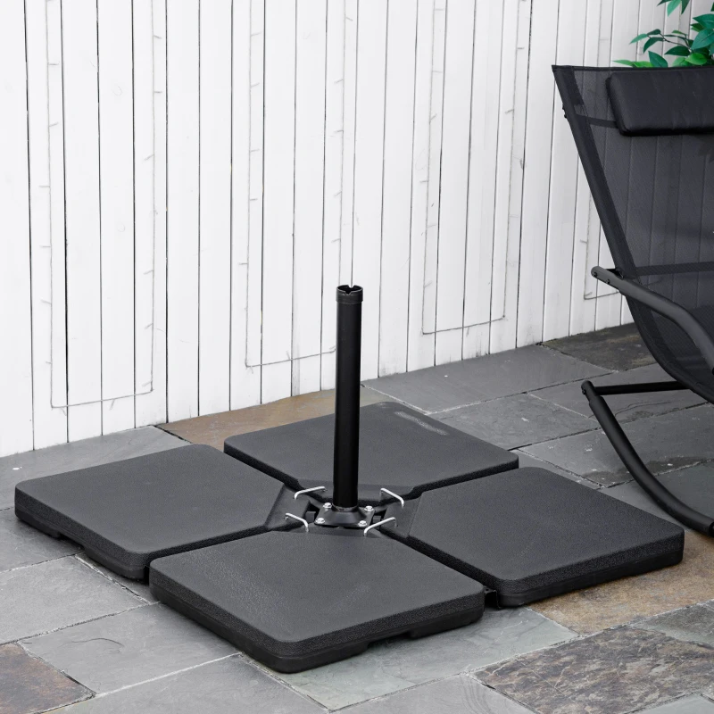 Outsunny Four-Piece Plastic Cantilever Parasol Base - Black