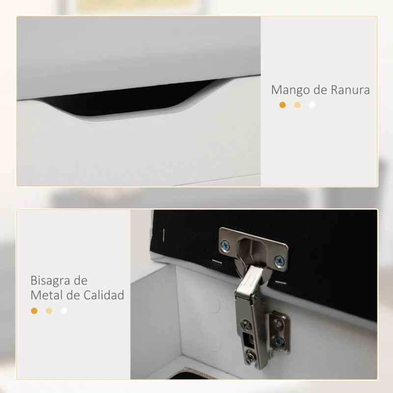 HOMCOM Armario Zapatero para Almacenamiento Banco de Zapatero con Asiento Estantes Cajón y Cojín Dos Niveles para Entrada y Recibidores Moderno Carga Max 120kg 80x30x43cm Blanco