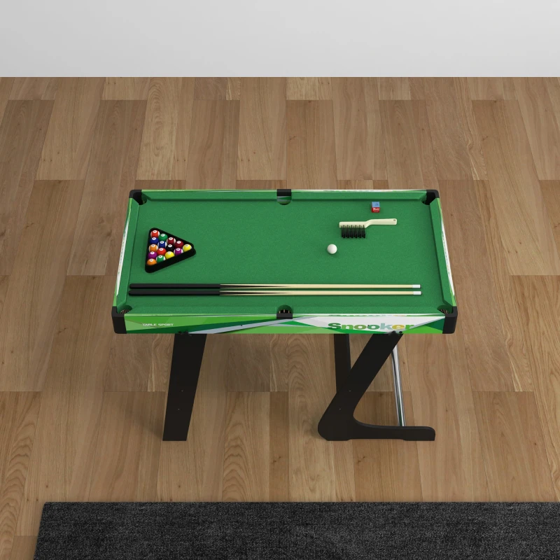 SPORTNOW 104cm Folding Mini Pool Table Set with 2 Cues, 16 Balls, Chalk, Triangle, Brush, Green