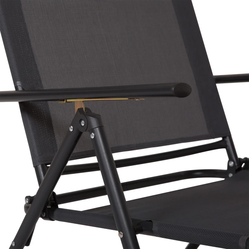 Outsunny Bain de Soleil Pliable transat inclinable 5 Positions Chaise Longue Grand Confort avec accoudoirs dim. 187,2L x 64,5l x 101H cm métal époxy textilène Gris