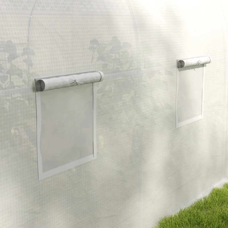 Outsunny Serra a Tunnel per Giardino con 6 Finestre e Porta a Rullo, in Acciaio e PE, 3.5x3x2 m, Bianco