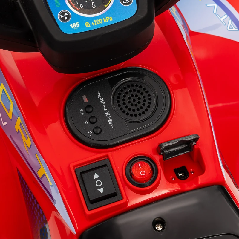 AIYAPLAY Quad électrique enfant 6V voiture électrique enfants vitesse de 2,5 km/h pour enfants 18-36 mois 71 x 40,5 x 45 cm rouge