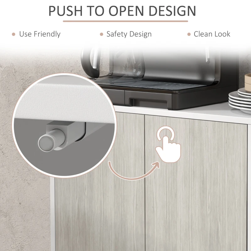 HOMCOM Kitchen Sideboard Storage Cabinet for Living Room with Adjustable Shelves 4 Doors and Pine Wood Legs White