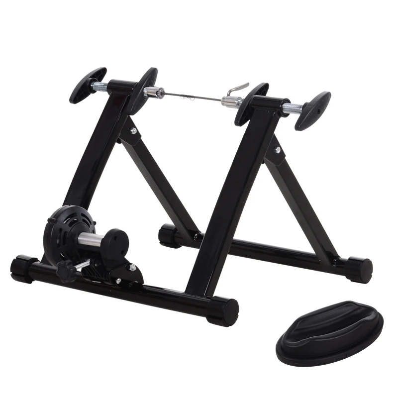 HOMCOM Rulli per Bici da Corsa Pieghevole in Acciaio, Rullo per Bicicletta Allenamento Salvaspazio per Casa, 54.5x47.2x39.1cm Nero