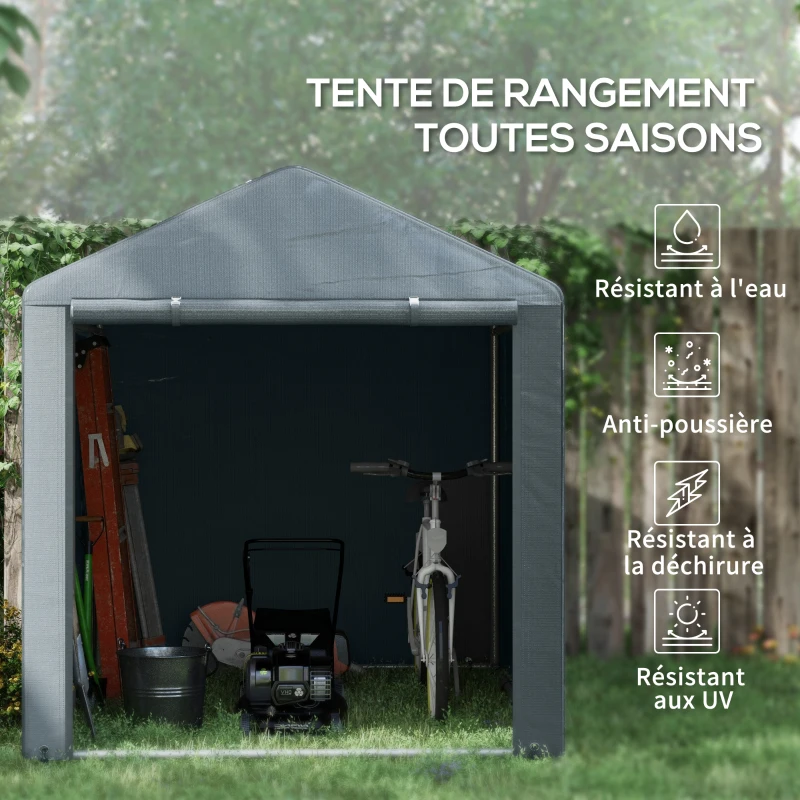 Outsunny Abri de jardin tente de stockage portable abri de vélo garage pour extérieur avec cadre en acier galvanisé grande porte