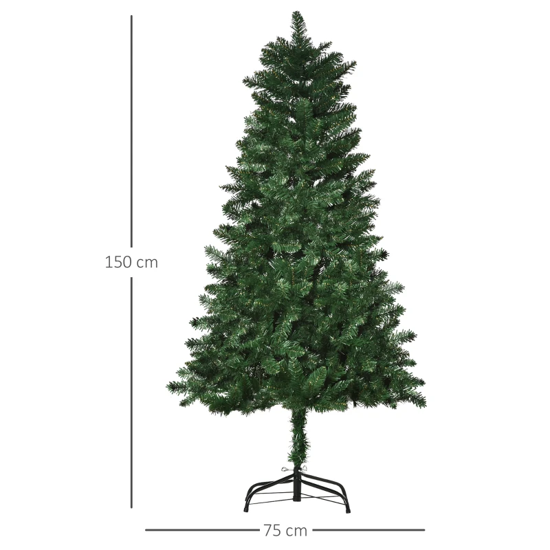 HOMCOM Sapin de Noël Artificiel 150H cm 454 Branches épines Imitation Nordmann Grand réalisme Vert