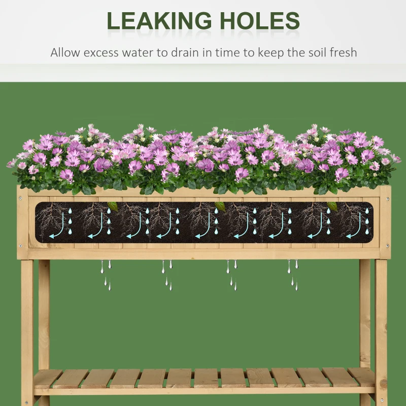 Outsunny Wooden Herb Planter Raised Bed Container Garden Plant Stand Bed 8 Boxes 120L x 60W x 81Hcm