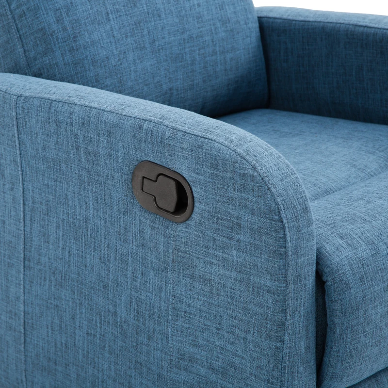 HOMCOM Poltrona Relax Reclinabile Manuale con Poggiapiedi Portata 125kg Tessuto di Lino 67 × 83 × 107cm Blu