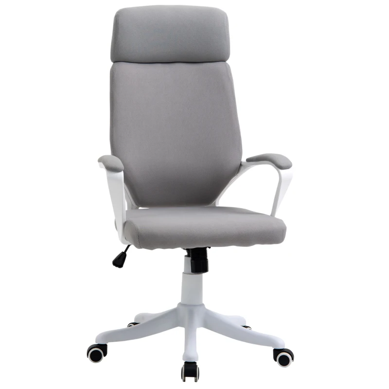 Vinsetto Silla de Oficina Giratoria Silla de Escritorio Giratoria Altura Ajustable con Reposabrazos 63x65x112-120 cm Gris