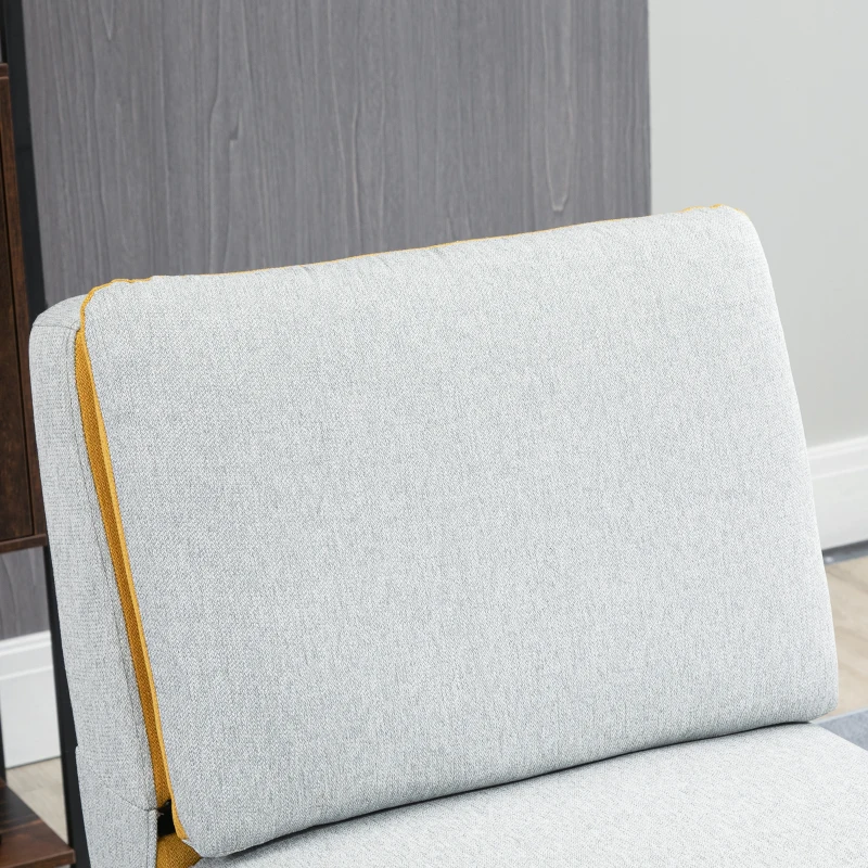 HOMCOM Poltroncina di Design Imbottita con Gambe in Acciaio e Tessuto Grigio e Giallo, 58x75x85cm