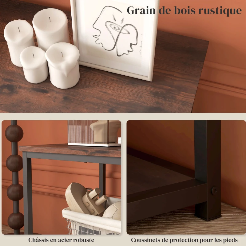 HOMCOM Meuble TV Banc TV Design Industriel Grand Plateau jusqu'à 55 Pouces avec 2 Étagères, pour salon chambre dim. 120L x 40l x 45H Coloris boisé métal Noir