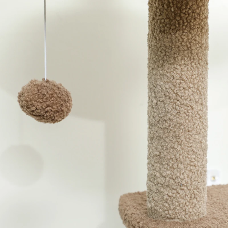 PawHut Árbol Rascador para Gatos Altura 133 cm Torre para Gatos con Nido Plataformas Bola Colgante y Poste de Yute Café