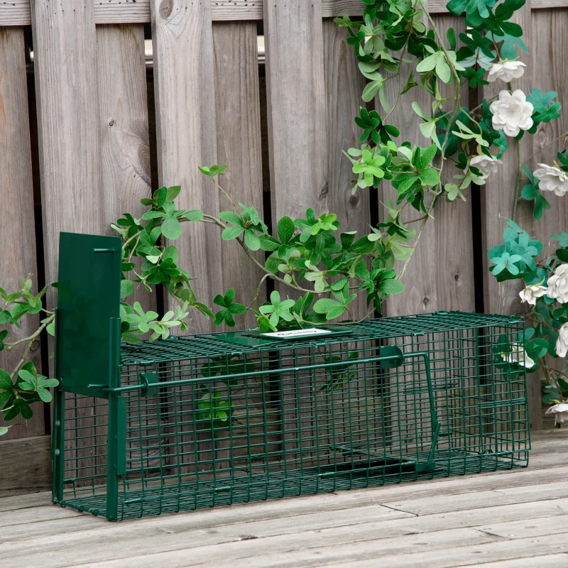 Outsunny Gabbia Trappola per Ratti, Topi e Nutrie con Porta Singola, 60x18x20cm, Verde