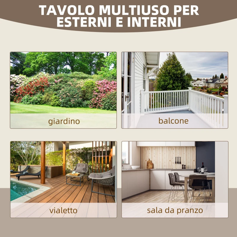 Outsunny Tavolo da Giardino Stile Country con Gambe a Ruota, in Legno di Abete Resistente alle Intemperie, 110x60x65 cm