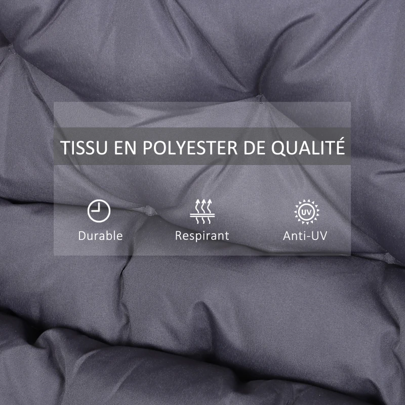 Outsunny Coussin Matelas Assise Dossier pour Banc de Jardin balancelle canapé 2 Places Grand Confort 132 x 110 x 10 cm Gris