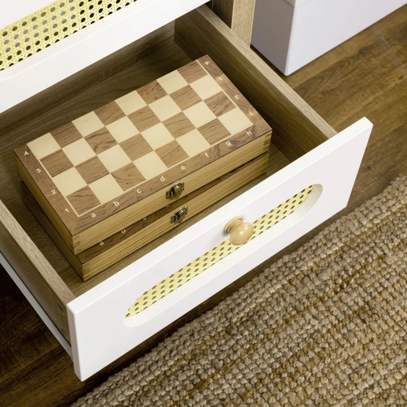 HOMCOM Aparador para Cocina Salón Buffet con 3 Cajones y Armario de 2 Puertas de Rejilla 140x45x80 cm Natural