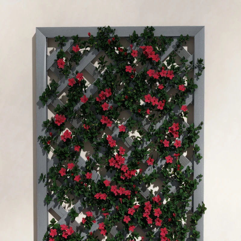 Outsunny Fioriera con Grigliato Posteriore e Fessura di Drenaggio, in Legno Composito, 65x33.5x135 cm, Grigia