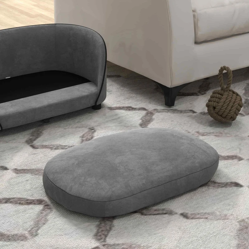 PawHut Canapé pour chien avec coussin doux housse amovible et lavable revêtement en velours néerlandais gris