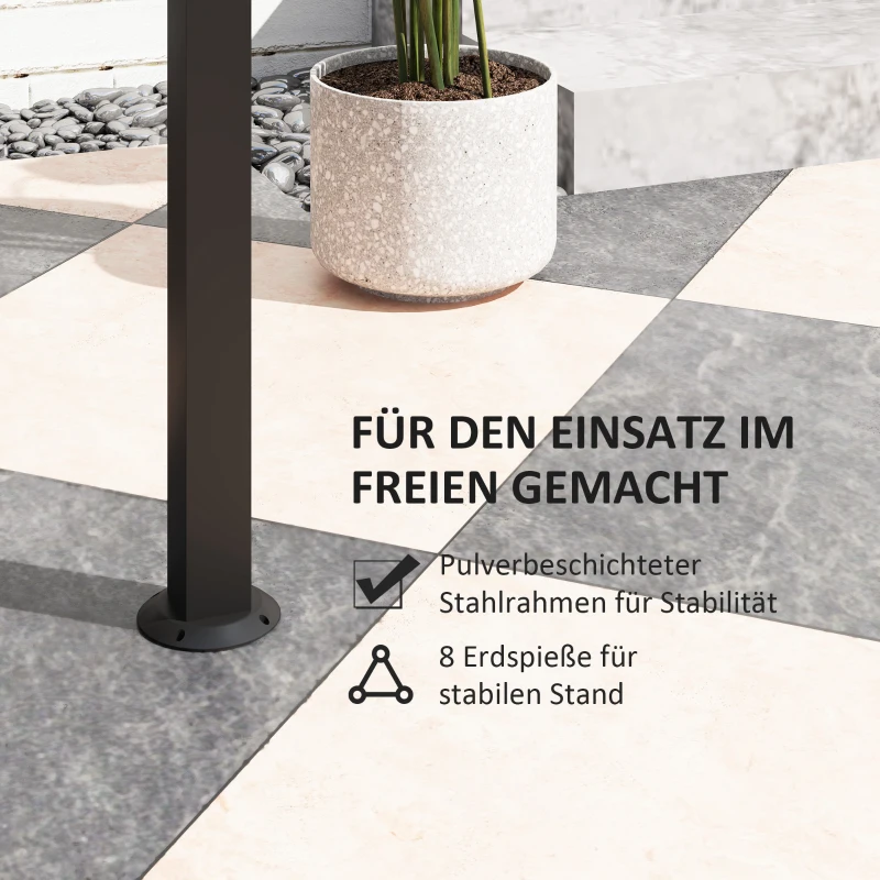 Outsunny Grillpavillon, 2 Seitenablagen, Haken, Stahlrahmen, 1,1 x 2,3m, Dunkelgrau(m-6)