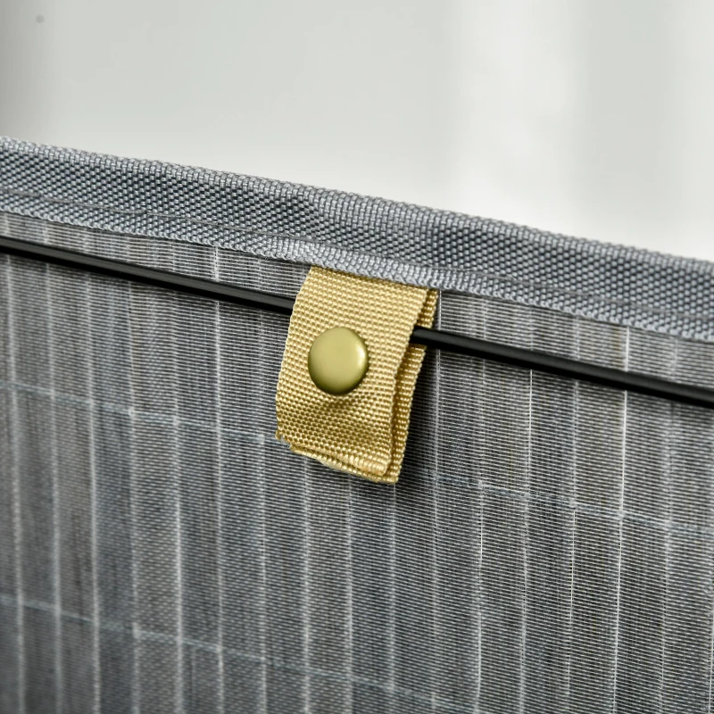 HOMCOM Panier à linge en bambou d'angle 55L avec couvercle et sac amovible 38 x 38 x 57 cm naturel