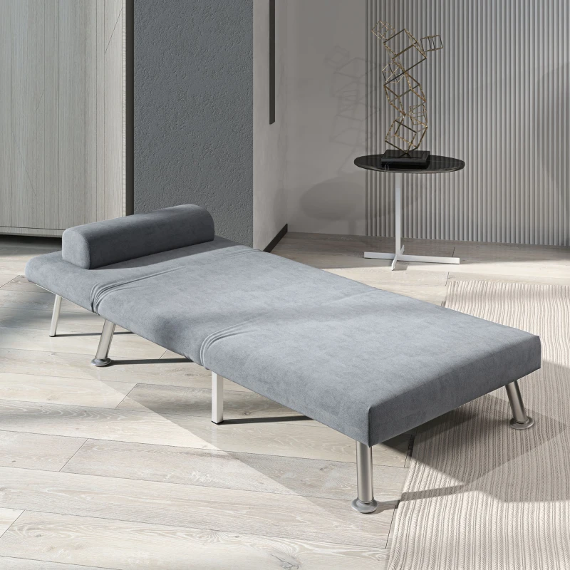 HOMCOM Adjustable Back Futon Sofa Chair - Grey(m-9)