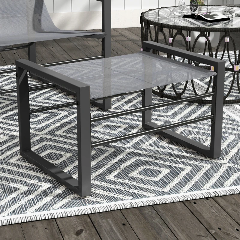Outsunny Ensemble fauteuil relax de jardin avec repose-pieds, chaise longue, structure métal et tissu mesh aéré - gris