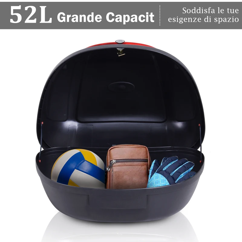 HOMCOM Bauletto Baule Posteriore Universale Universale per Moto Motorini Scooter in PP 59.5 x 43.5 x 31 cm Nero