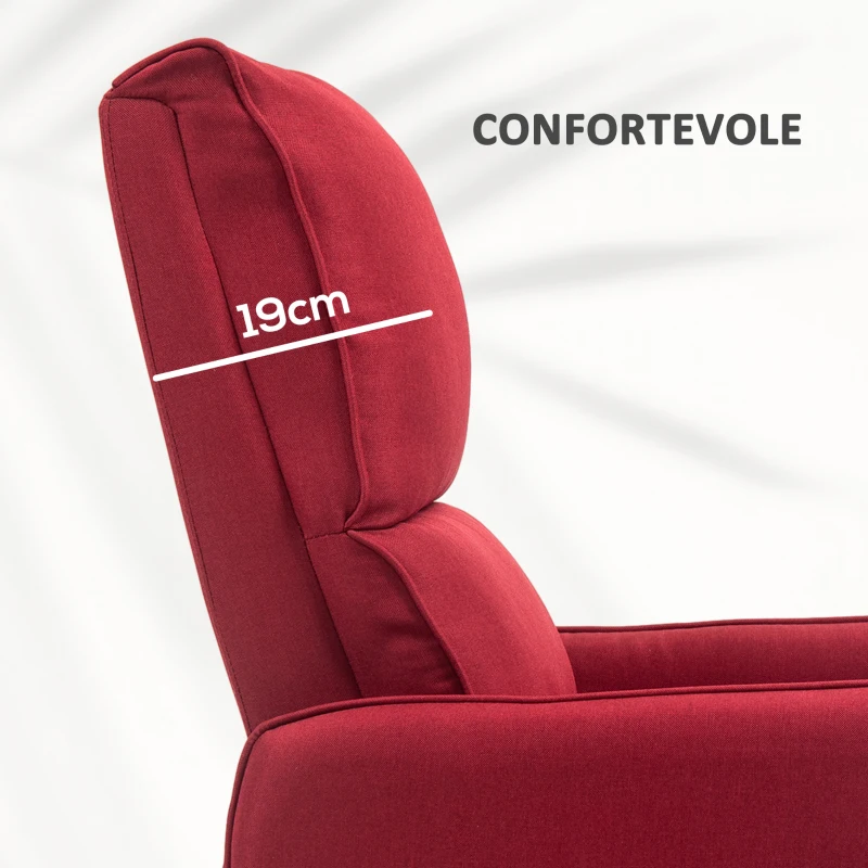 HOMCOM Poltrona Alzapersona Elettrica Reclinabile con Telecomando e Tasca in Tessuto, Rosso