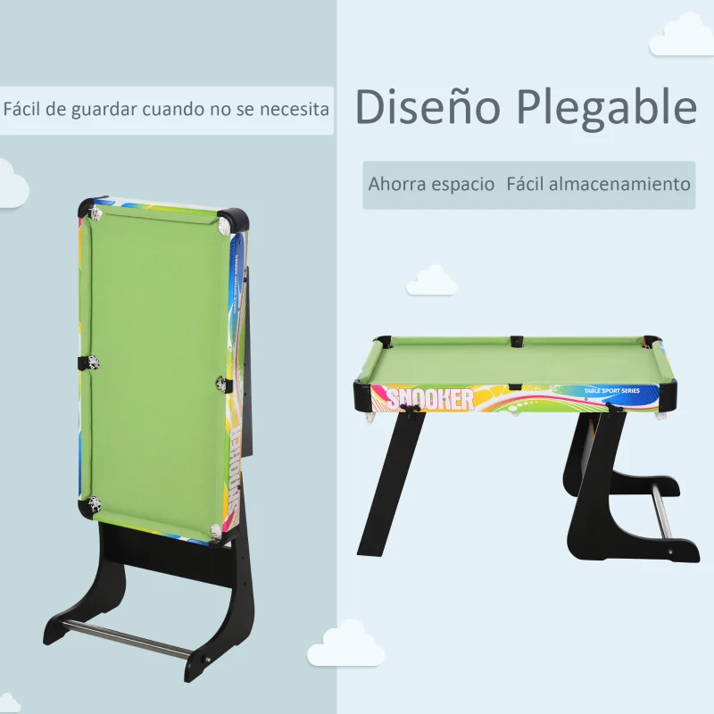 HOMCOM Mesa Multijuegos Plegable 4 en 1 con Futbolín, Hockey, Billar y Ping-pong de Sobremesa 86,5x43,5x64 cm