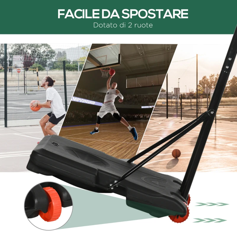 SPORTNOW Canestro Basket per Adulti, Altezza Regolabile 2.1-2.4 m, Ruote e Base Riempibile, Giallo