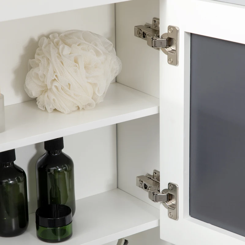 HOMCOM Armoire de salle de bain avec miroir, armoire murale, 2 portes-miroir, étagère de rangement, 80l x 20P x 65H cm, blanc
