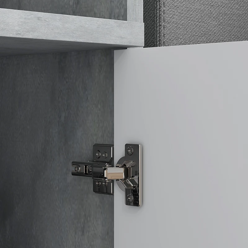 HOMCOM Mobile da Ingresso 4 in 1 con Specchio, Ganci e Ripiani Interni, in Legno, 145x29x184 cm, Grigio e Bianco