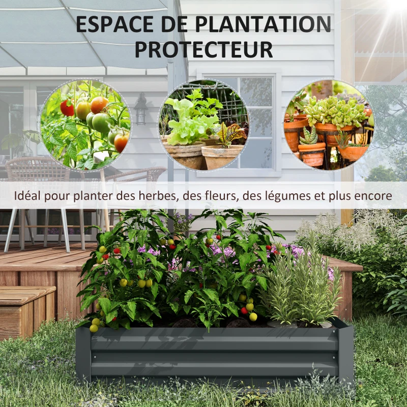 Outsunny Lot de 2 carré potager de jardin dim. 100L x 100l x 30H cm - tôle d'acier ondulée vert