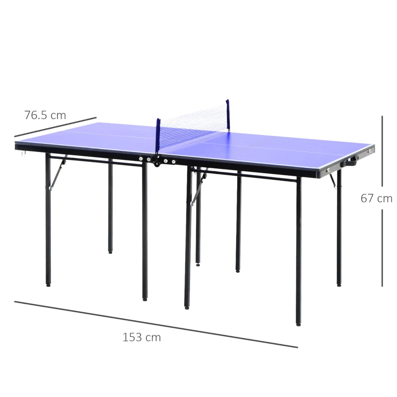 HOMCOM Tavolino da Ping Pong Pieghevole in Legno MDF 153 x 76.5 x 67cm Blu e Nero
