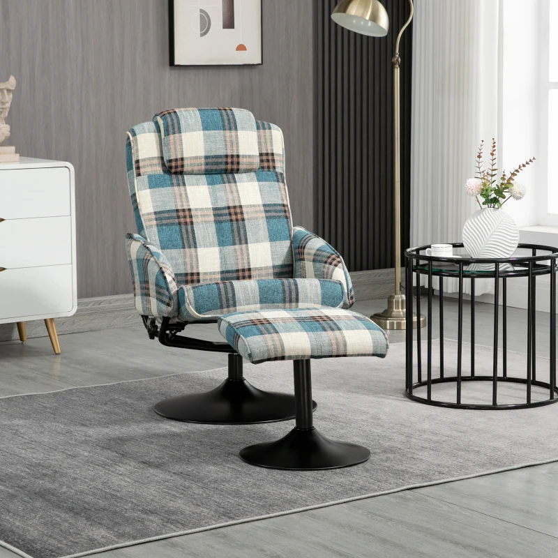 HOMCOM Faux Leather Reclining Chair and Footstool - Multicolour