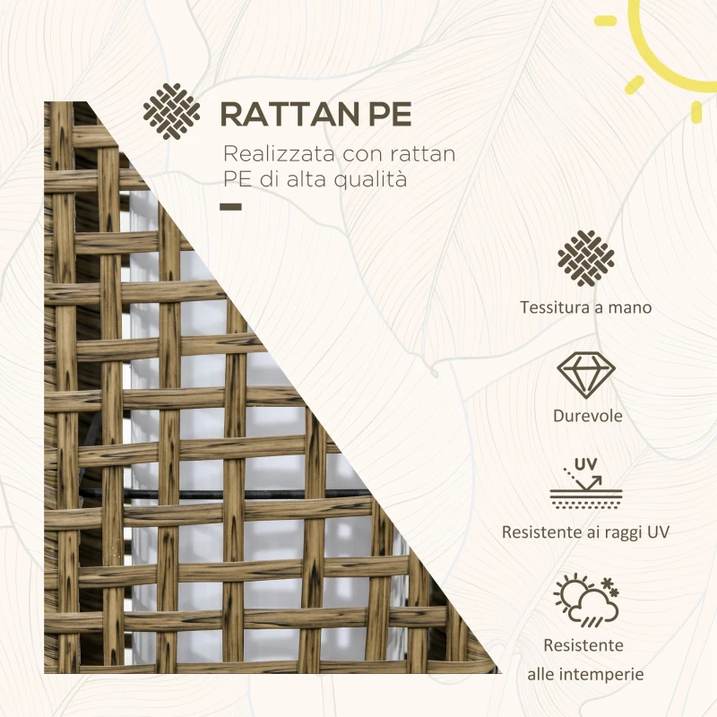 Outsunny Lampada Solare da Giardino con Pannello di Ricarica, in Acciaio e Rattan, 15.5x15.5x69 cm, Nero e Marrone