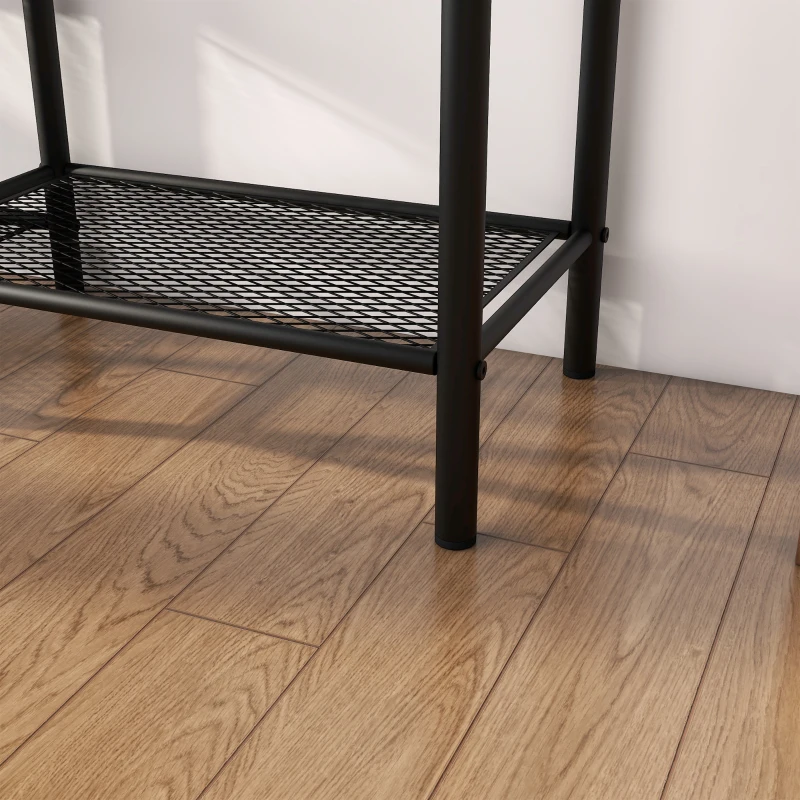 HOMCOM Appendiabiti da Terra a 6 Ganci in Truciolato e Acciaio con Mobile Scarpiera Portaoggetti, 92.5x28.2x182 cm