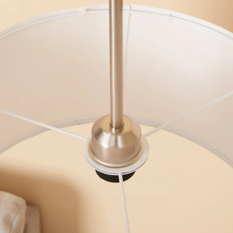 HOMCOM Lampada da Terra Moderna in Acciaio con Paralume in Tessuto Bianco, 61x33x160cm