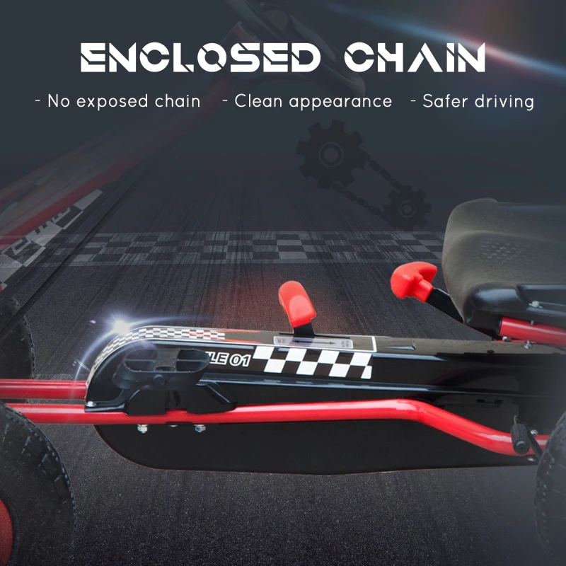 HOMCOM Kids Children Pedal Go Kart Cart Air Inflatable Tyres Motor Racing Style Suitable for 3 to 8 Years