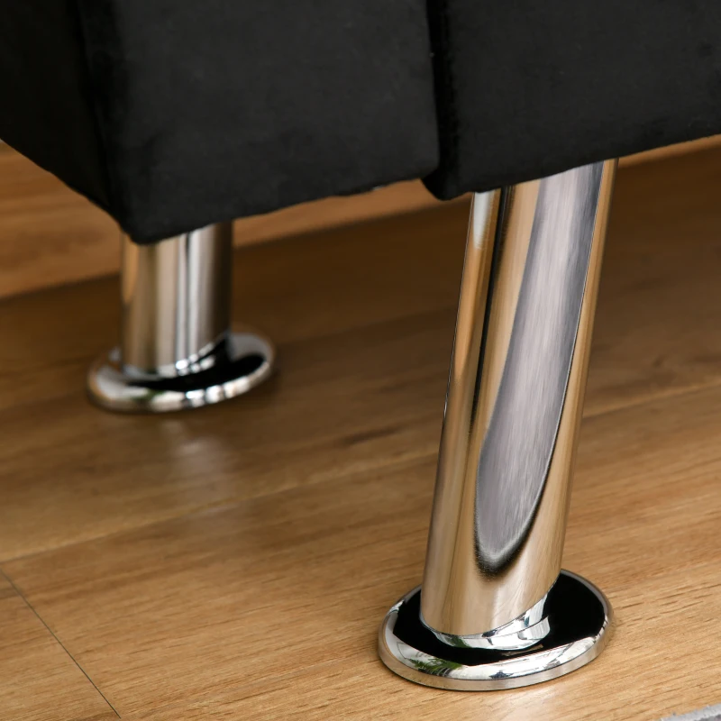 HOMCOM Chaise Longue Divano con Cuscino Rotondo in Flanella 160 x 56 x 75cm Nero