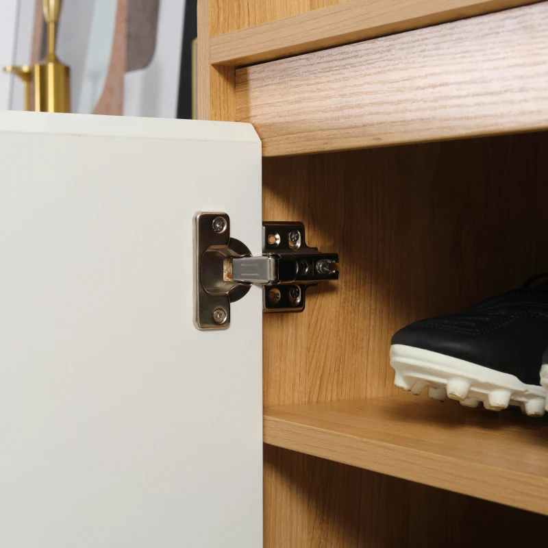 HOMCOM Zapatero con 2 Puertas y 5 Estantes para 15 Pares de Zapatos para Pasillo Entrada 60x32x100 cm Madera y Blanco