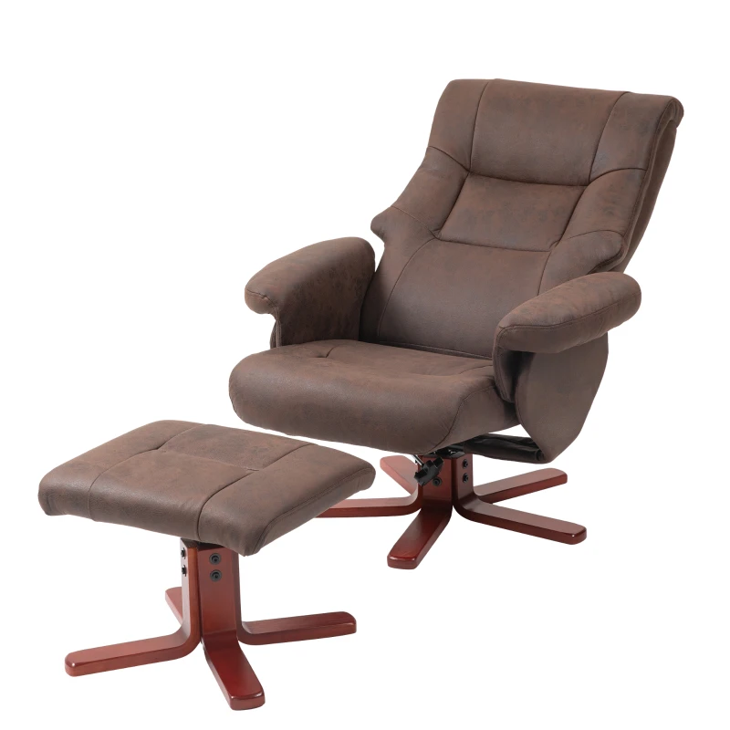HOMCOM Faux Microfibre Leather Manual Recliner and Footstool Set - Dark Brown