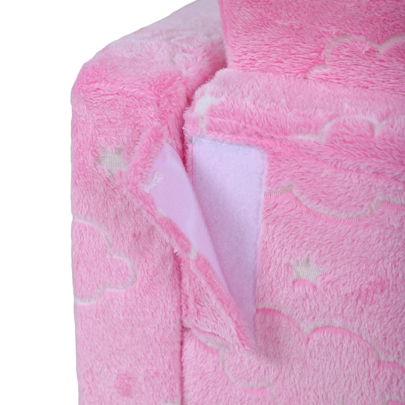 AIYAPLAY Sofá Infantil Plegable 2 en 1 Tapizado de Tela Luminosa con Patrón de Nubes Cojín y Funda Lavables Rosa