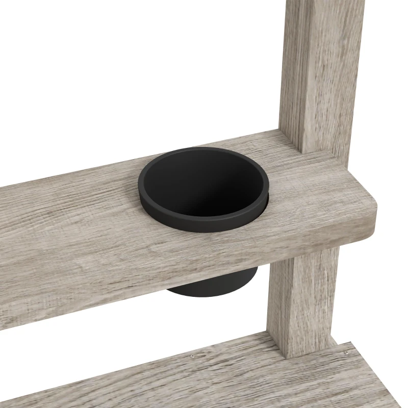 Outsunny Arenero Infantil con 2 Asientos 2 Cajas para Plantar y Juguete de Cocina para Patio Jardín 154x80x60 cm Gris