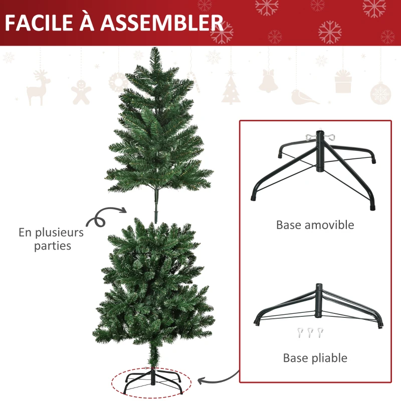 HOMCOM Sapin de Noël Artificiel 150H cm 454 Branches épines Imitation Nordmann Grand réalisme Vert
