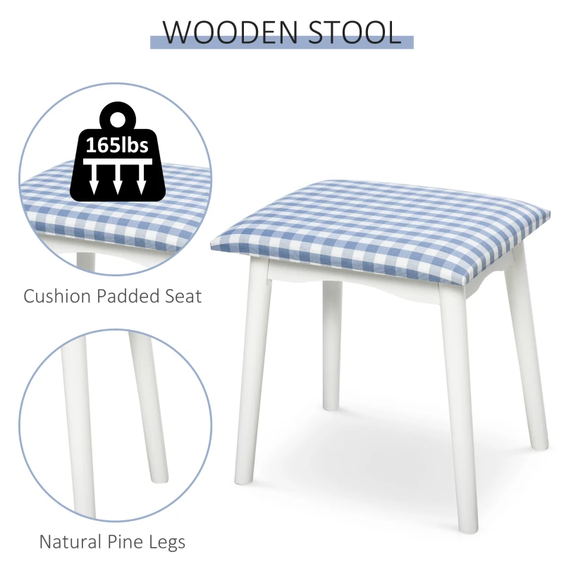 HOMCOM Dressing Table & Stool Set w/ Drawers Mirror Modern Elegant Vanity Makeup Padded Seat Home Bedroom Beauty Furniture White