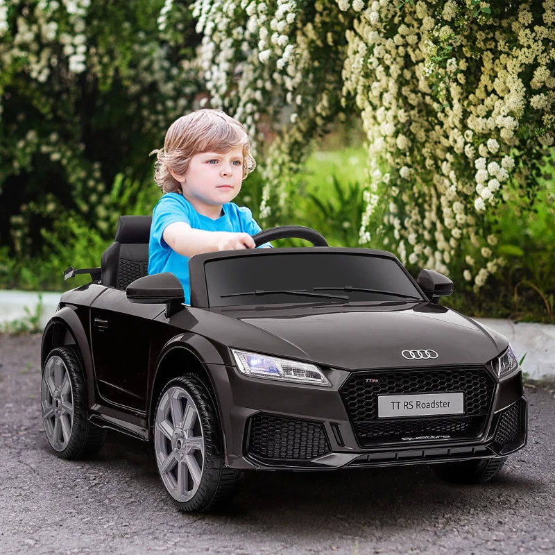 HOMCOM Voiture électrique enfant véhicule électrique enfant Audi TT RS 12 V 30 W V. Max. 3 Km/h télécommande 2,4G Effets sonores + Lumineux Noir(m-2)