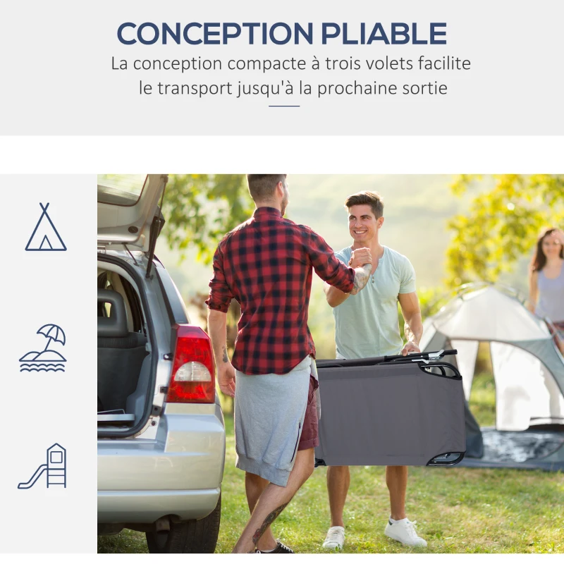 Outsunny Bain de soleil chaise longue pliante avec appuie-tête, trou de lecture, transat inclinable 4 positions en Oxford 600D, transat jardin extérieur camping piscine terrasse, 190x56x28cm, gris