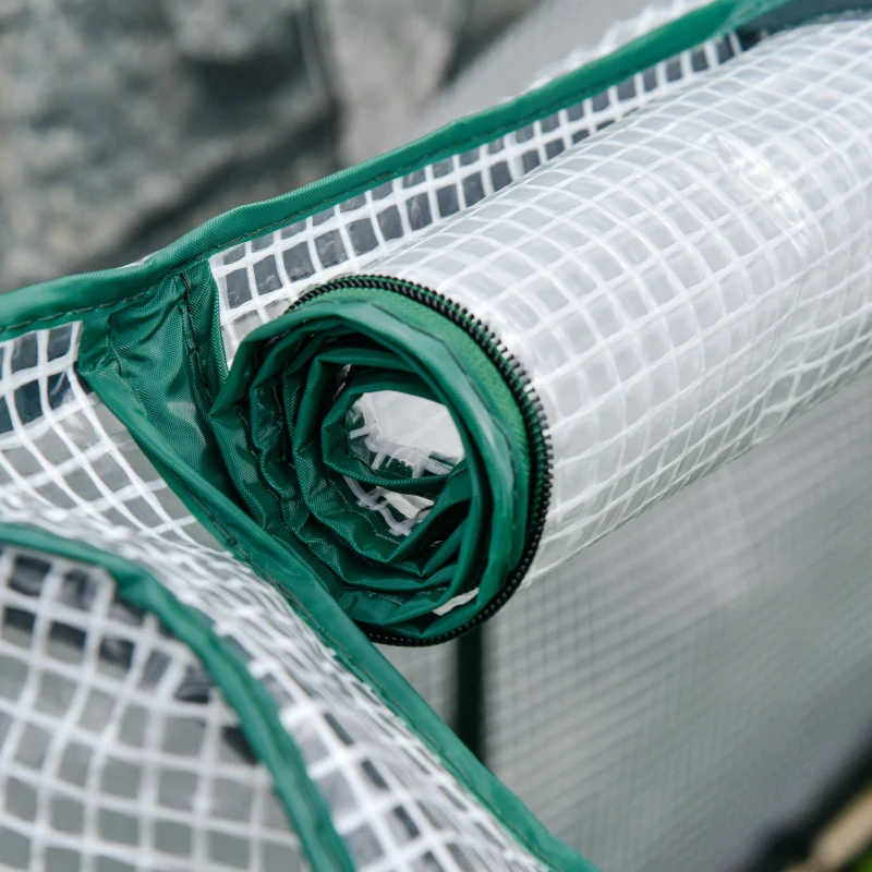 Outsunny Letto per Orto in Cassetta con Serra da Giardino, Portapiante da Esterno in Legno e PE per Fiori e Verdure, 121x55x117cm