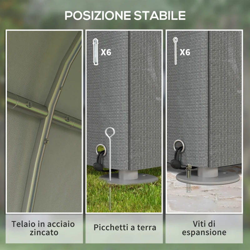 Outsunny Capanno Attrezzi Tenda Garage con Copertura Anti UV e Telaio in Metallo, 120x179x165cm, Grigio Chiaro